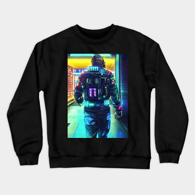 Cyberpunk player, back view Crewneck Sweatshirt by Alekxemko